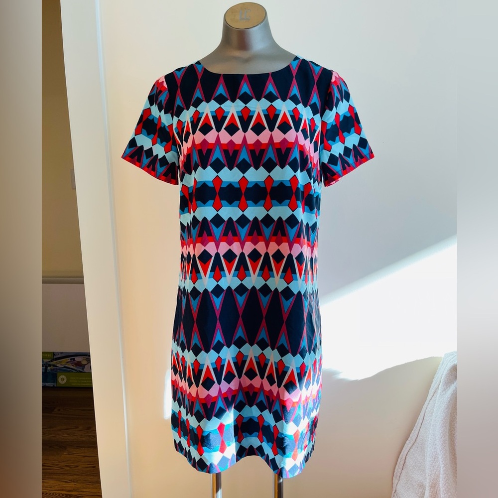 JCrew geometric print dress. Size 4. In like new condition.